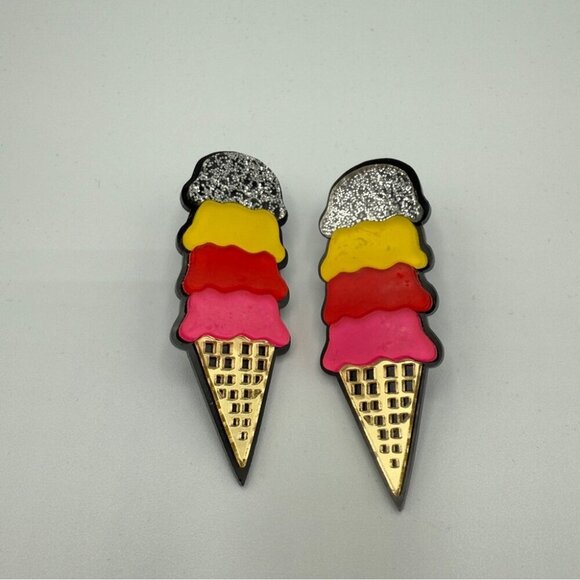 Colorful Ice Cream Cone Earrings - Pierced - Picture 5 of 7